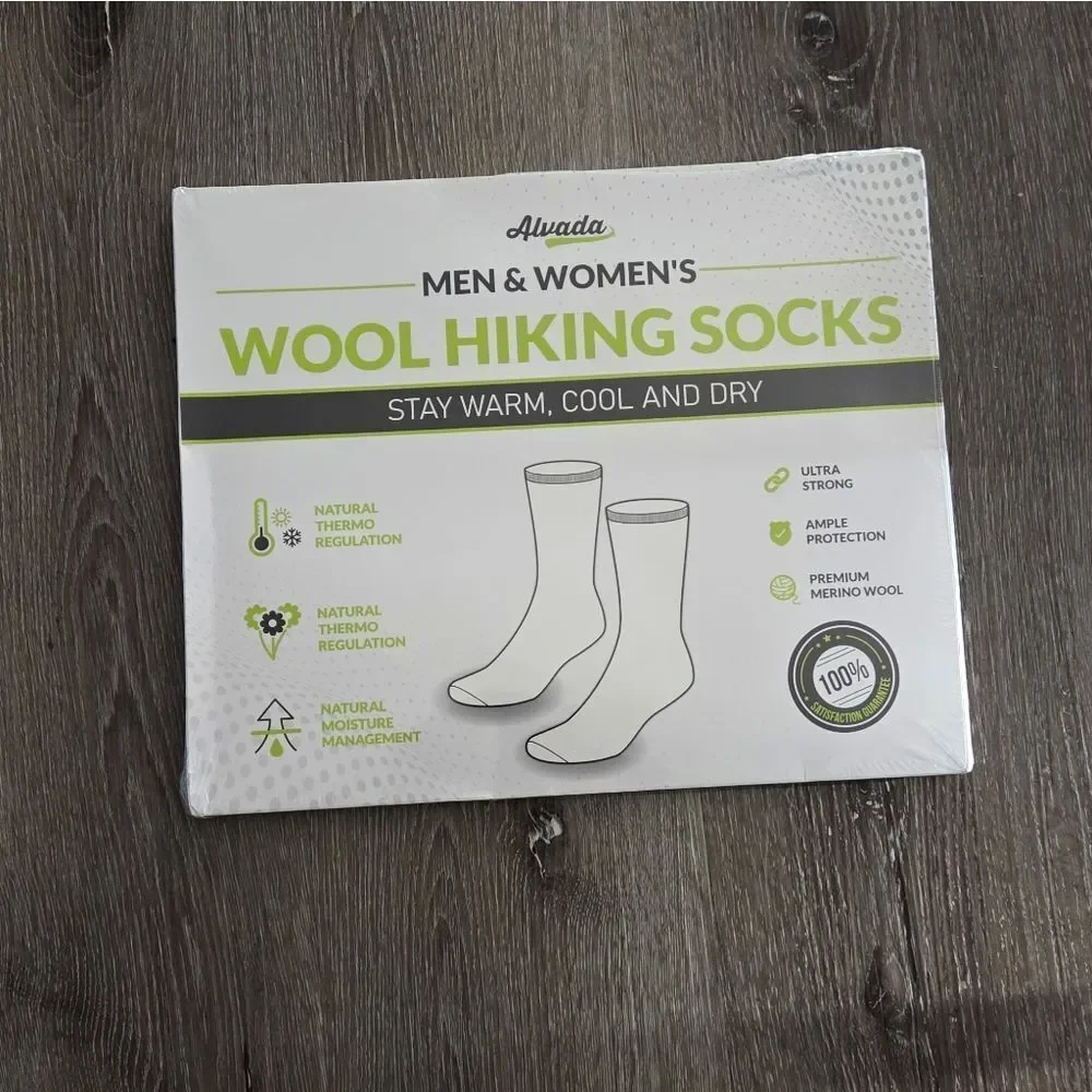 Alvada Merino Wool Hiking Socks Thermal Warm Crew Winter Boot Sock ML 3 Pairs